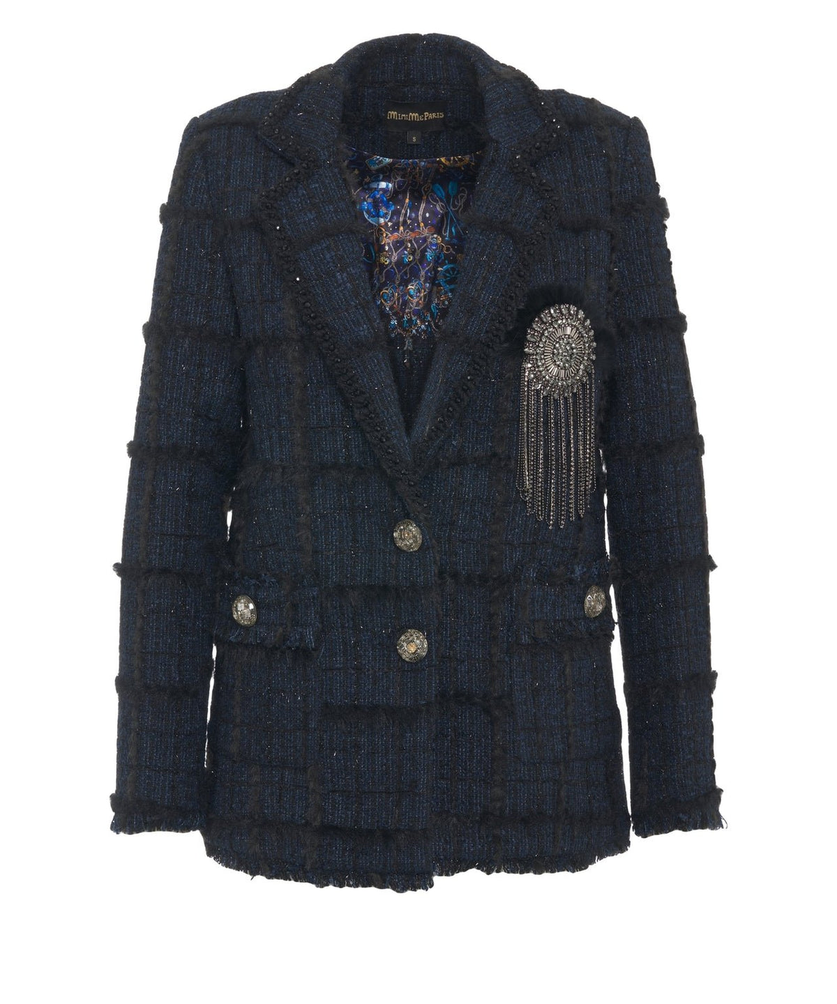 blazer in lana con spilla 26W-C-TJ009 BLUE MiniMeParis 