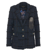 MiniMeParis blazer in lana con spilla Blue