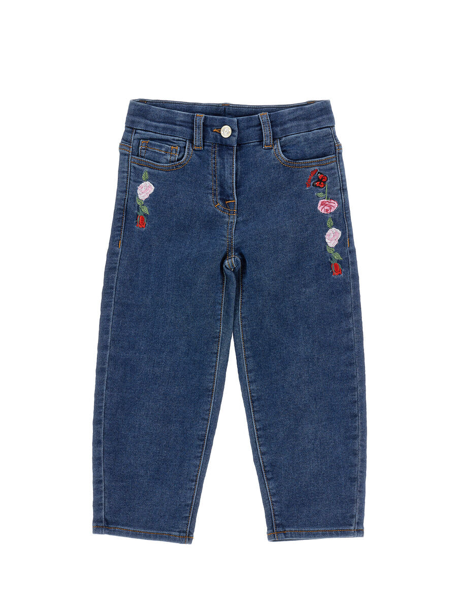 jeans con ricamo floreale 19H400RU 8042 0055 MONNALISA 