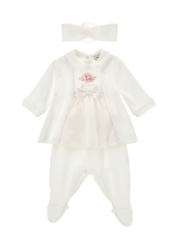 completo con rosa e fiocco 35H511 8000 0191 MONNALISA 