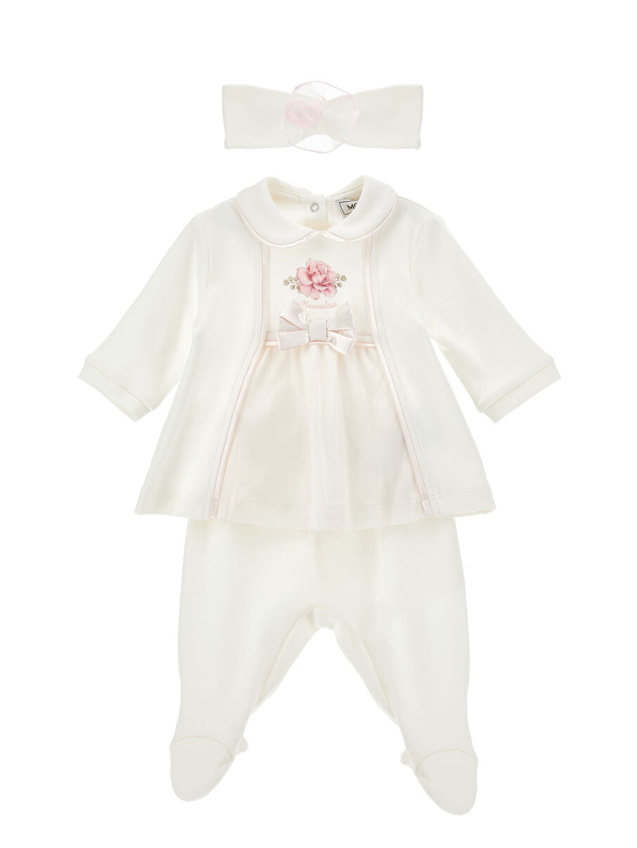 completo con rosa e fiocco 35H511 8000 0191 MONNALISA 