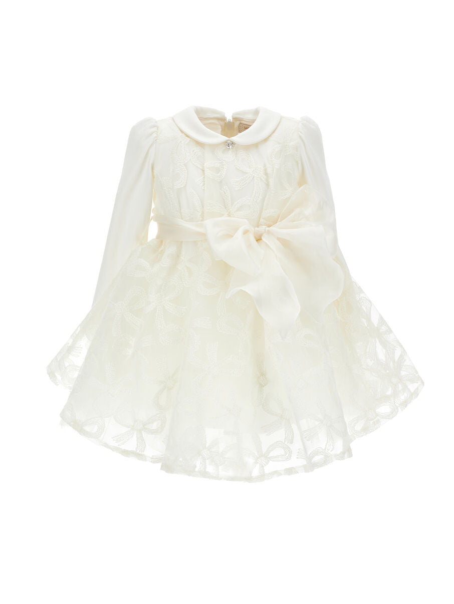 abito in tulle ricamato con fiocchi 73H905 8973 0001 MONNALISA 