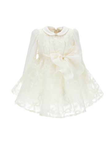 abito in tulle ricamato con fiocchi 73H905 8973 0001 MONNALISA 