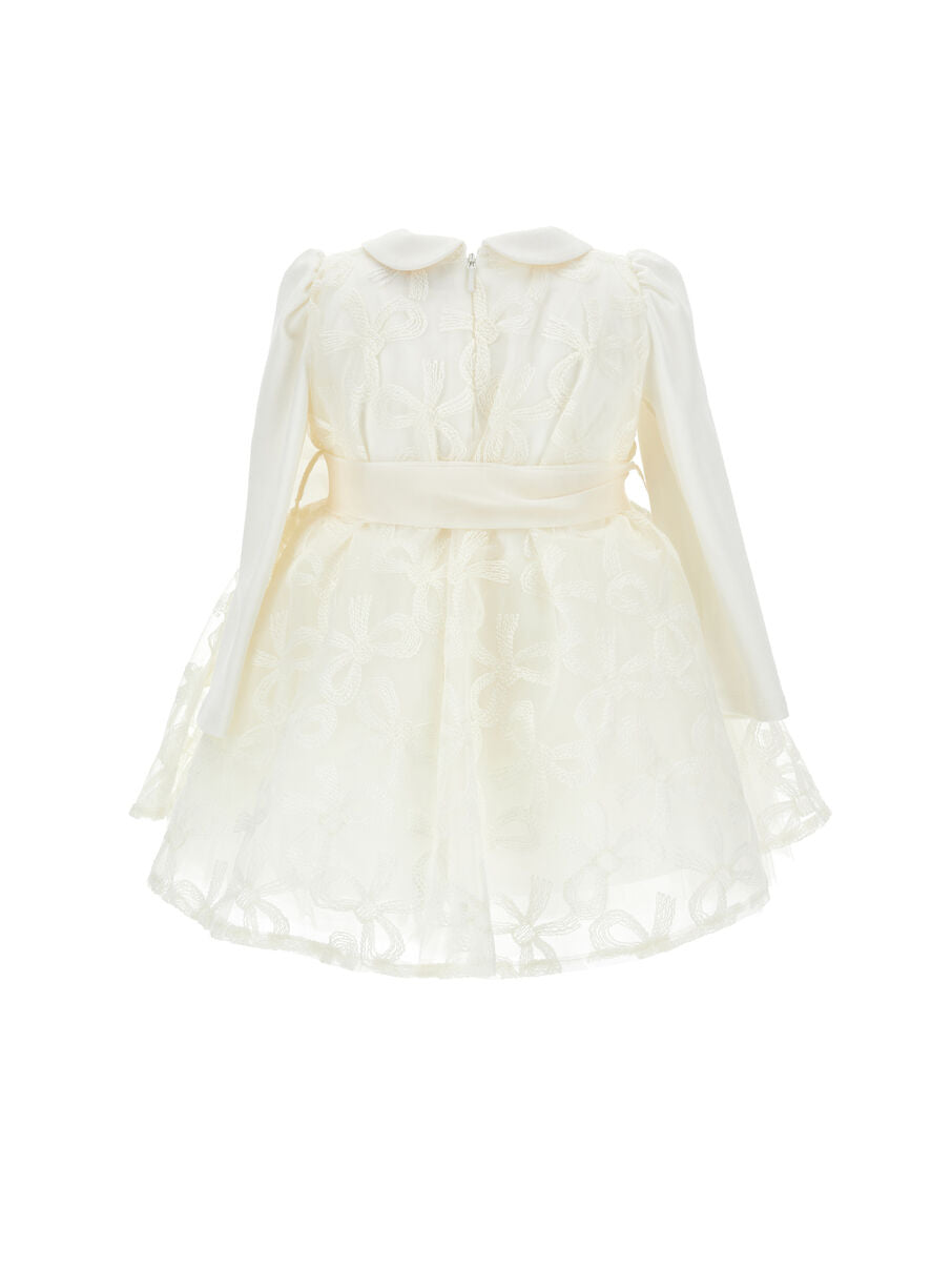 abito in tulle ricamato con fiocchi 73H905 8973 0001 MONNALISA 