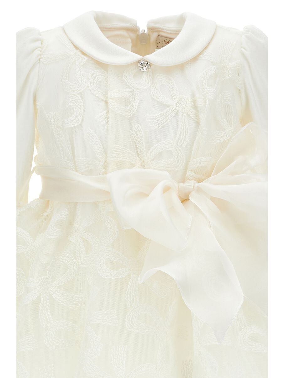 abito in tulle ricamato con fiocchi 73H905 8973 0001 MONNALISA 