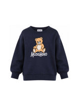 MOSCHINO KIDS maglione con ricamo teddy Blu
