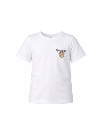 t-shirt con logo petto HUM05V LAA34 10101 MOSCHINO KIDS 