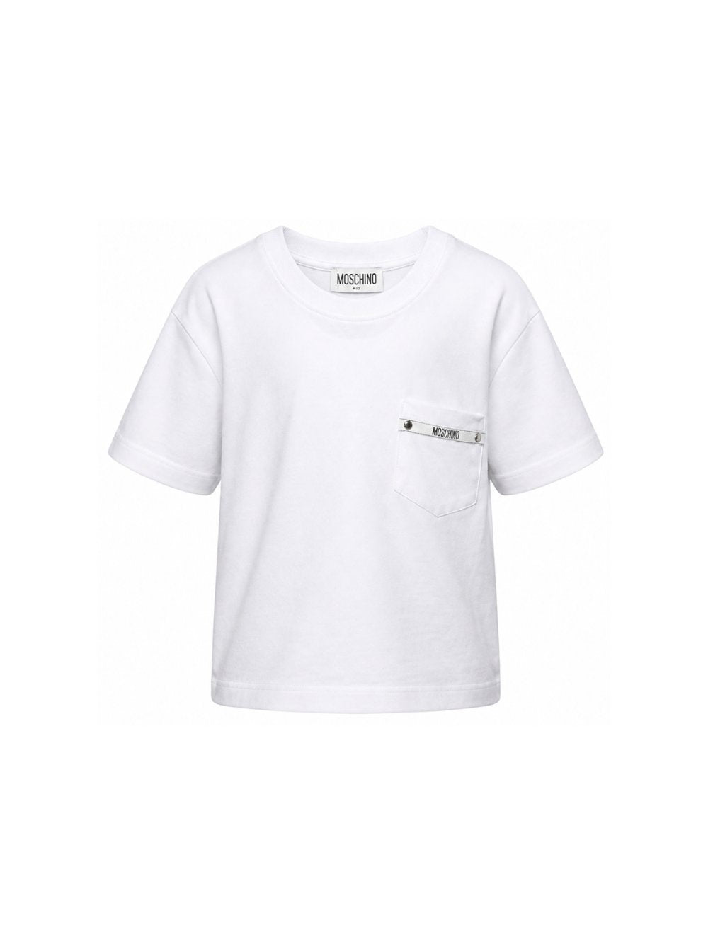 t-shirt con logo in contrasto HUM060 LAA57 10101 MOSCHINO KIDS 