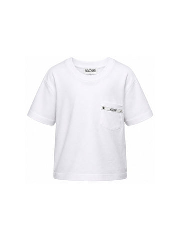 t-shirt con logo in contrasto HUM060 LAA57 10101 MOSCHINO KIDS 