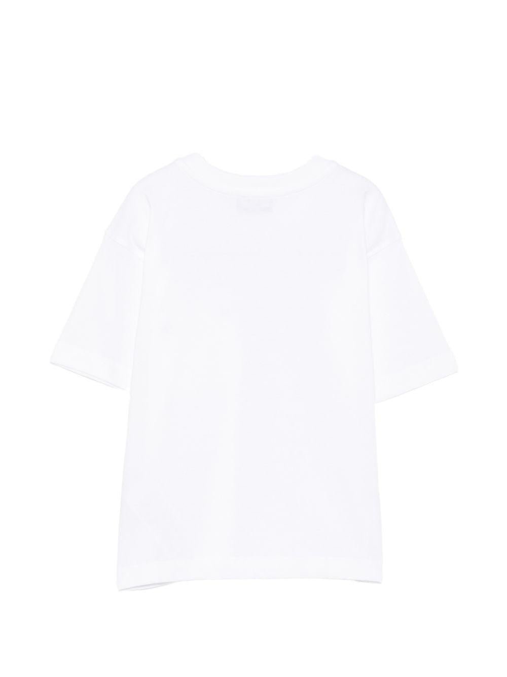 t-shirt con logo in contrasto HUM060 LAA57 10101 MOSCHINO KIDS 
