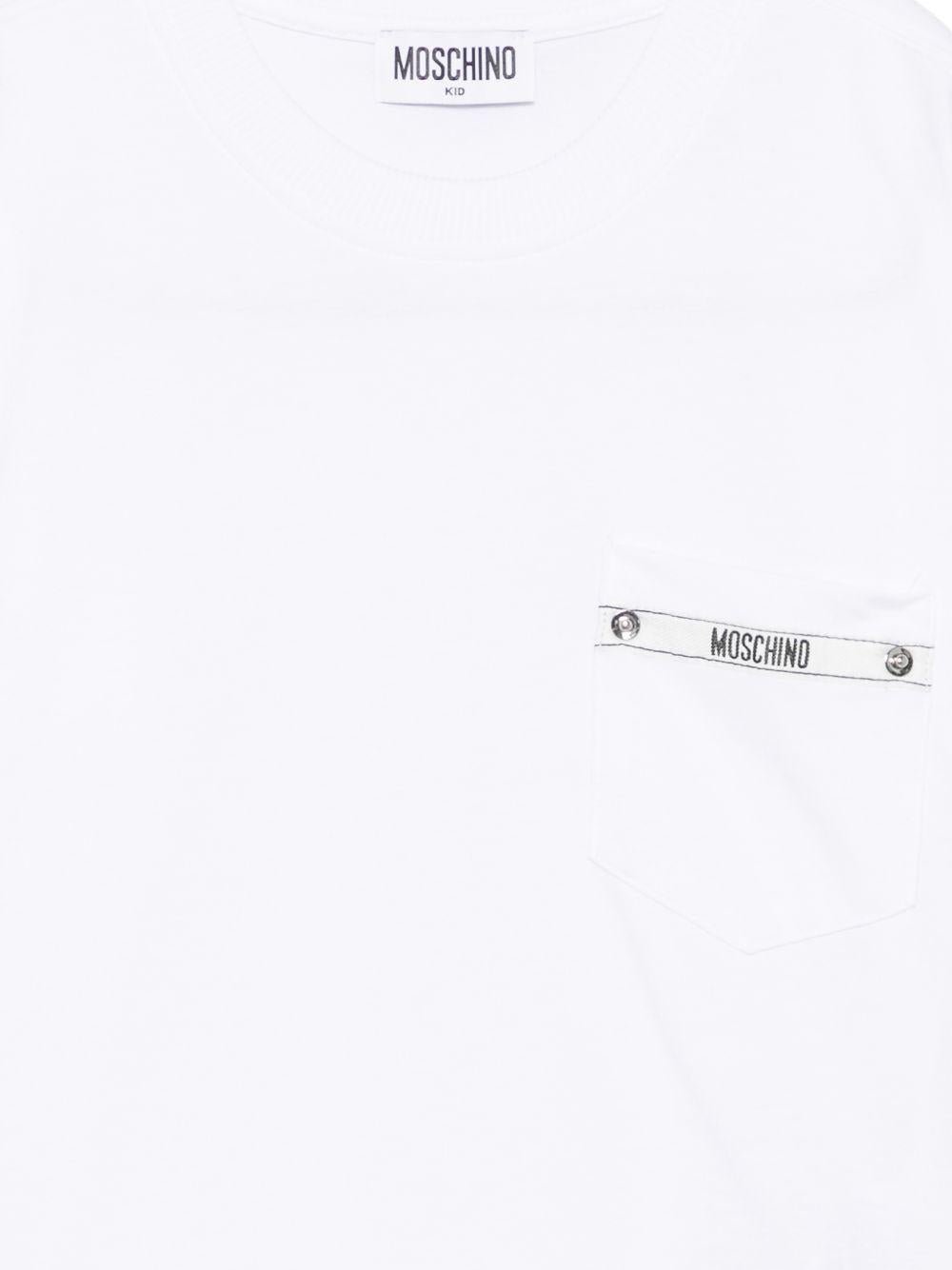 t-shirt con logo in contrasto HUM060 LAA57 10101 MOSCHINO KIDS 