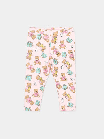 leggins con stampa all over MKP032 LBBE5 82634 MOSCHINO KIDS 
