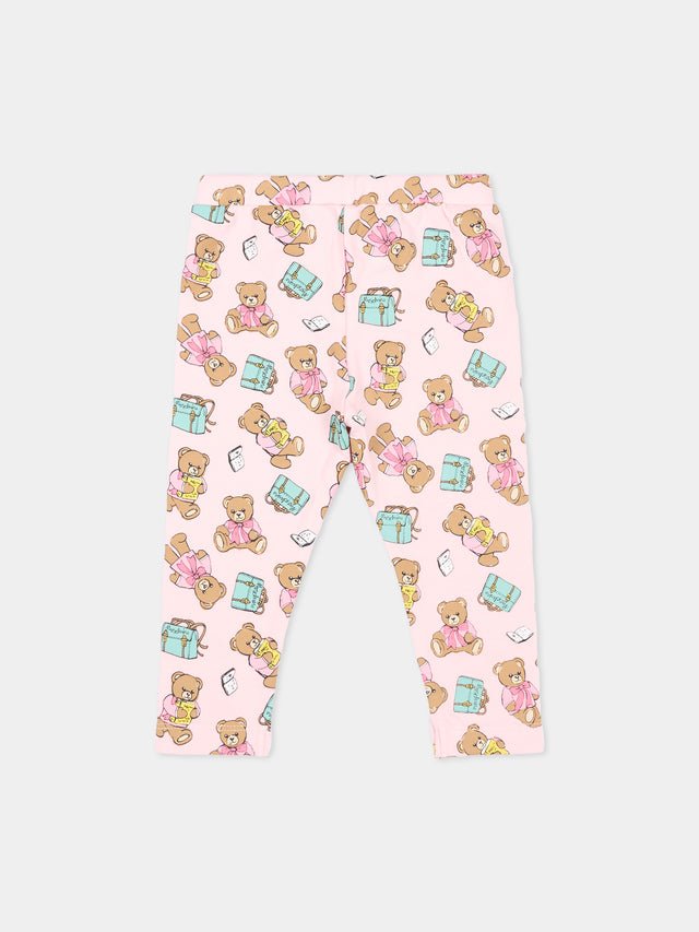 leggins con stampa all over MKP032 LBBE5 82634 MOSCHINO KIDS 