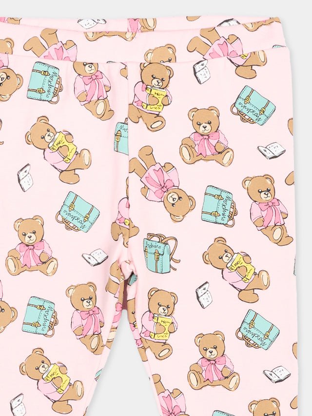 leggins con stampa all over MKP032 LBBE5 82634 MOSCHINO KIDS 