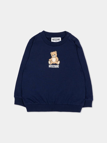 felpa con scritta logo e orsetto MUF06I LCA40 40016 MOSCHINO KIDS 
