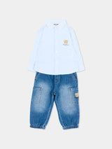 MOSCHINO KIDS completo in denim con orsetto Denim
