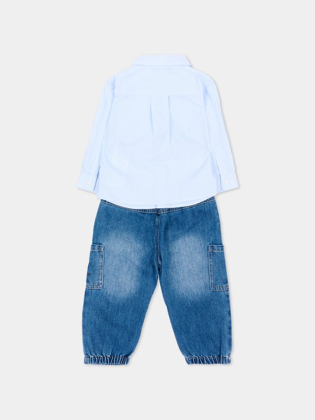 completo in denim con orsetto MUK05S L0E34 40066 MOSCHINO KIDS 