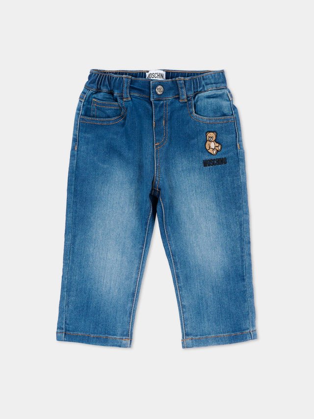 jeans con patch logo MUP065 LXE43 40332 MOSCHINO KIDS 