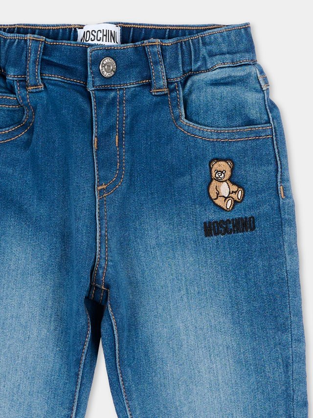 jeans con patch logo MUP065 LXE43 40332 MOSCHINO KIDS 