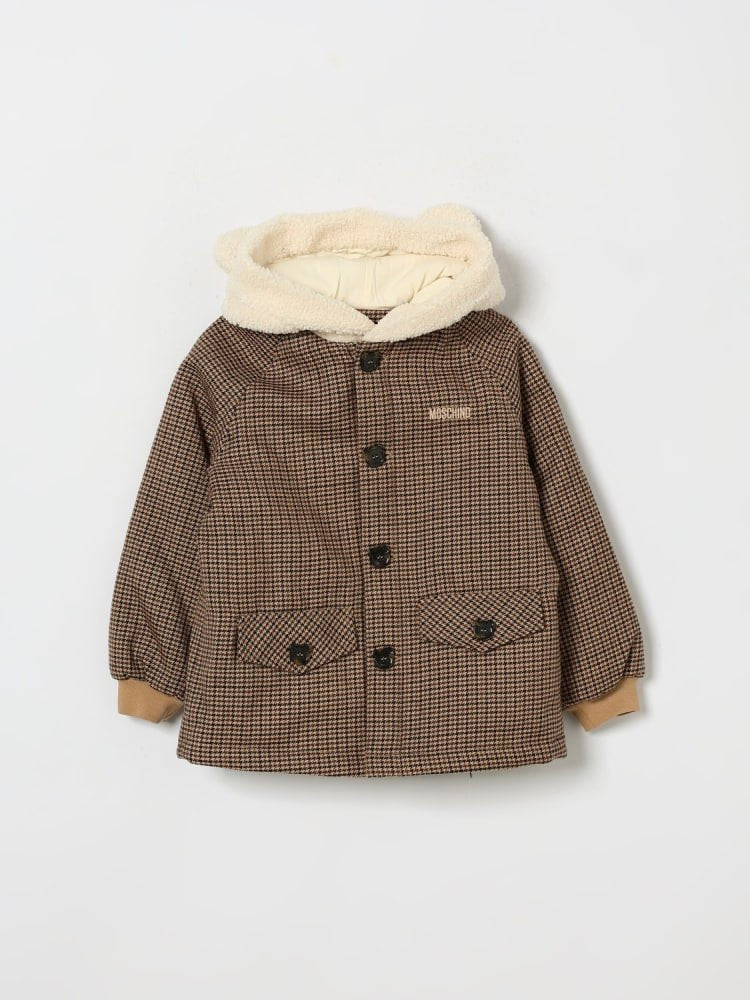 cappotto in lana pied de poule MUS037 LZE11 86805 MOSCHINO KIDS 