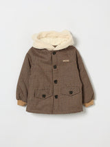 MOSCHINO KIDS cappotto in lana pied de poule Marrone