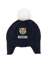 MOSCHINO KIDS berretto teddy con pompon Nero