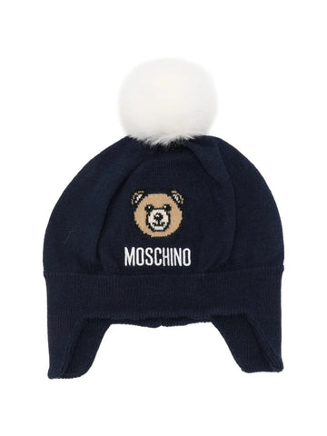 berretto teddy con pompon MUX064 LHE66 40016 MOSCHINO KIDS 