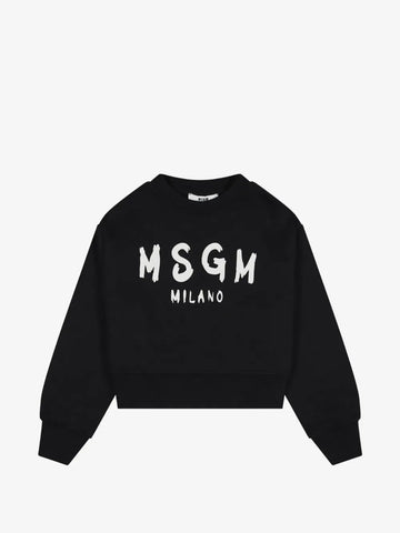 felpa in cotone felpato F6MSJGSW047 110 NERO MSGM KIDS 