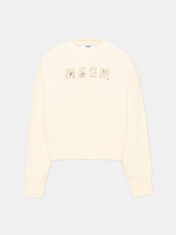 felpa girocollo con logo F6MSJGSW068 013 CREAM MSGM KIDS 