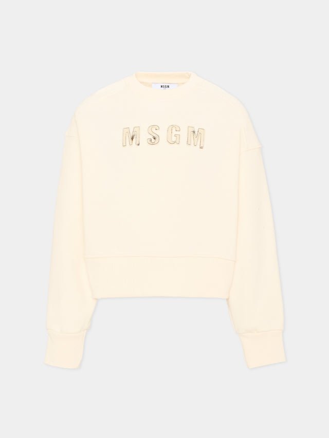felpa girocollo con logo F6MSJGSW068 013 CREAM MSGM KIDS 
