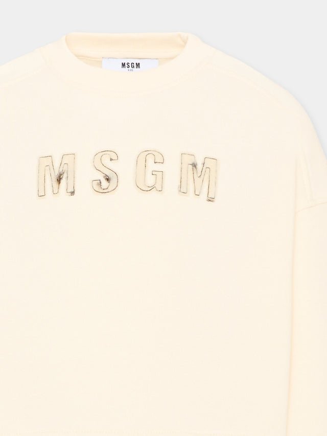 felpa girocollo con logo F6MSJGSW068 013 CREAM MSGM KIDS 