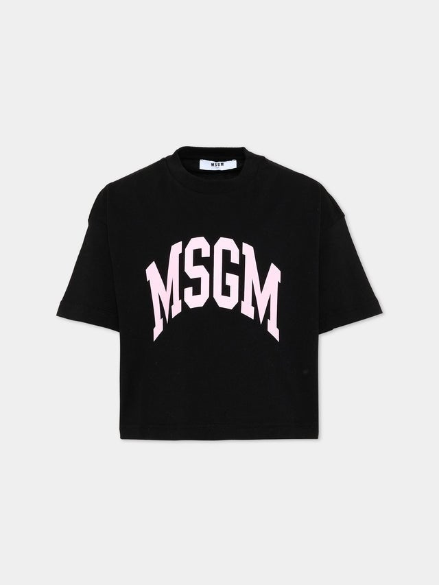 t-shirt con logo F6MSJGTH042 110 NERO MSGM KIDS 