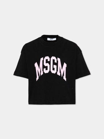 t-shirt con logo F6MSJGTH042 110 NERO MSGM KIDS 