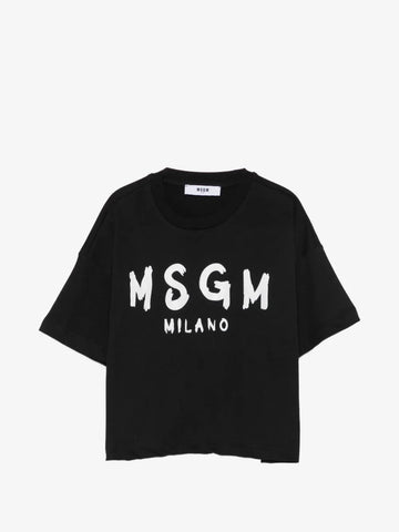 t-shirt con logo F6MSJGTH046 110 NERO MSGM KIDS 