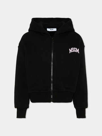 felpa in tessuto garzato F6MSJGZH032 110 NERO MSGM KIDS 