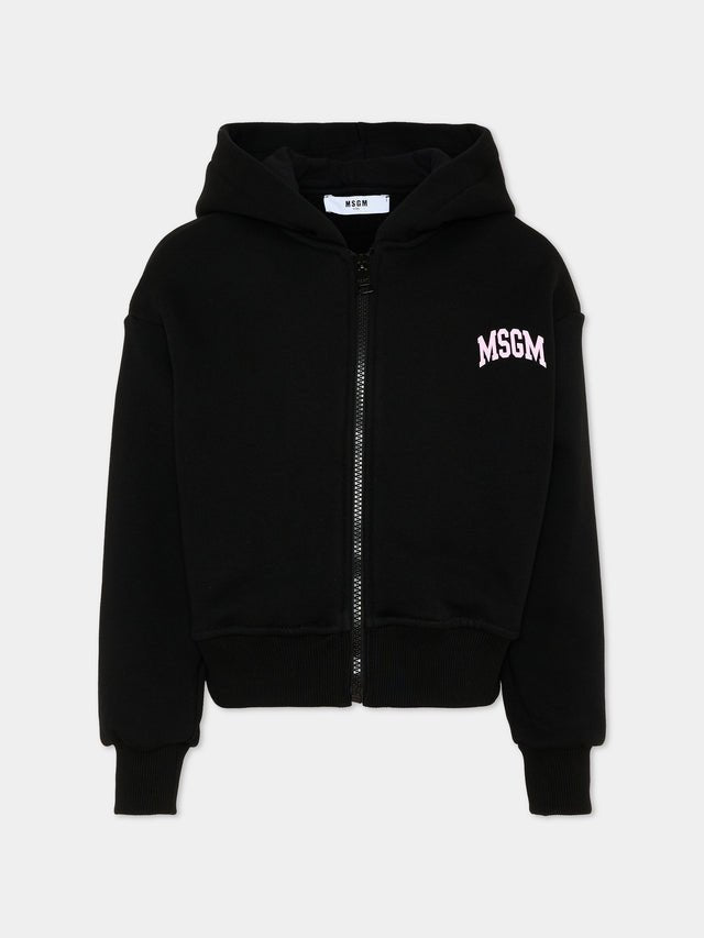 felpa in tessuto garzato F6MSJGZH032 110 NERO MSGM KIDS 
