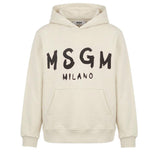 MSGM KIDS felpa cappuccio con logo Crema