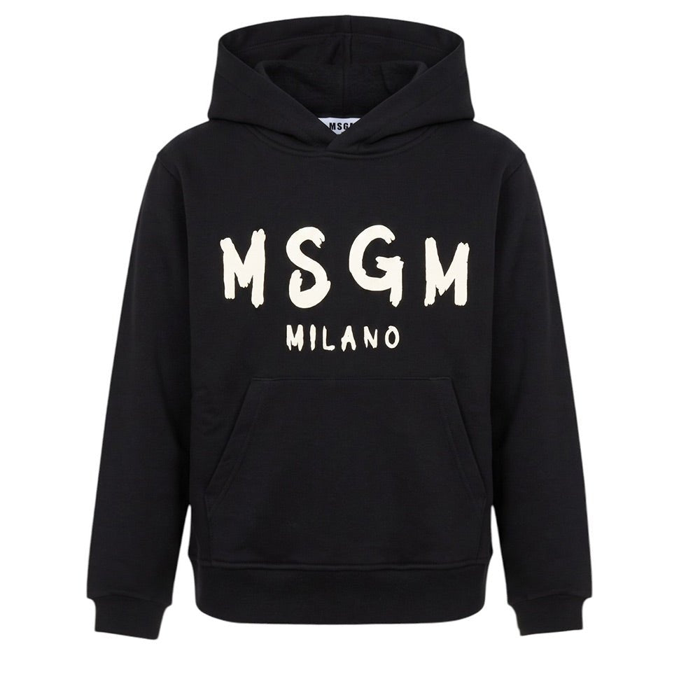 felpa cappuccio con logo F6MSJUHS011 110 NERO MSGM KIDS 