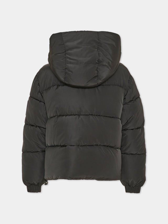piumino con cappuccio e patch logo F6MSJUPF003 110 NERO MSGM KIDS 