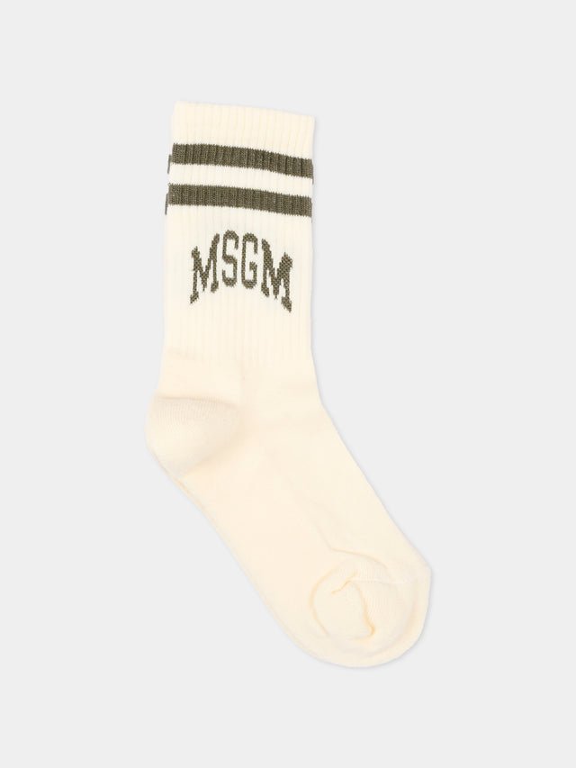 calze in spugna logate F6MSJUSO297 013 CREAM MSGM KIDS 