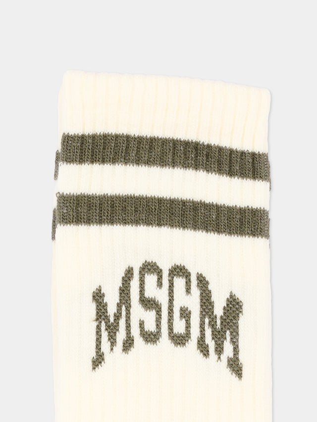 calze in spugna logate F6MSJUSO297 013 CREAM MSGM KIDS 