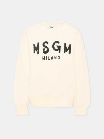 felpa con maxi logo grafico F6MSJUSW009 013 CREAM MSGM KIDS 