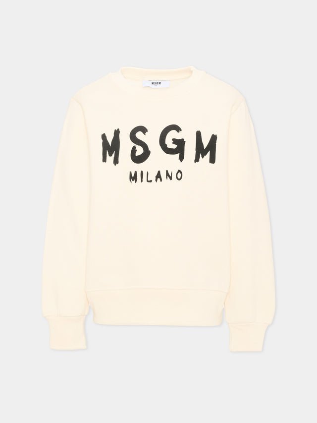 felpa con maxi logo grafico F6MSJUSW009 013 CREAM MSGM KIDS 