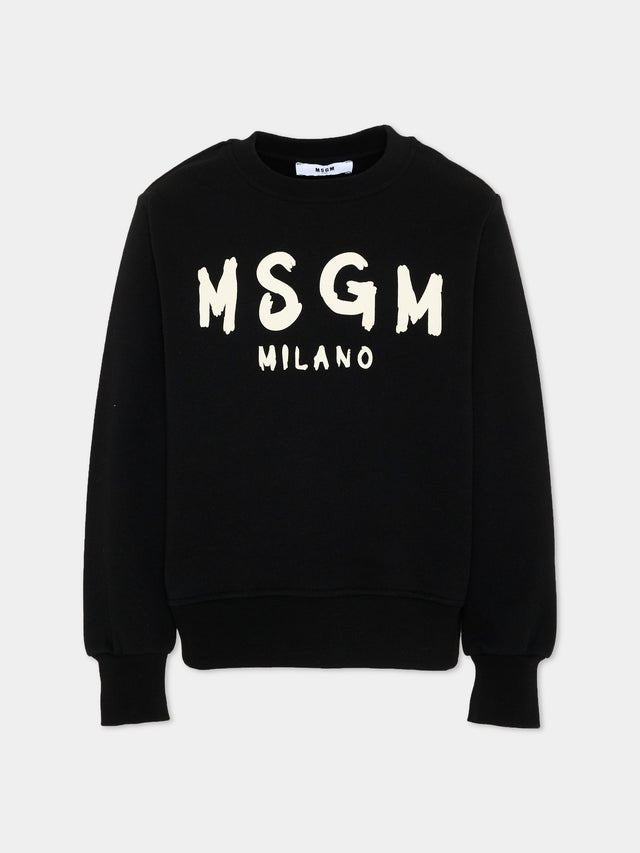 felpa con maxi logo grafico F6MSJUSW009 110 NERO MSGM KIDS 