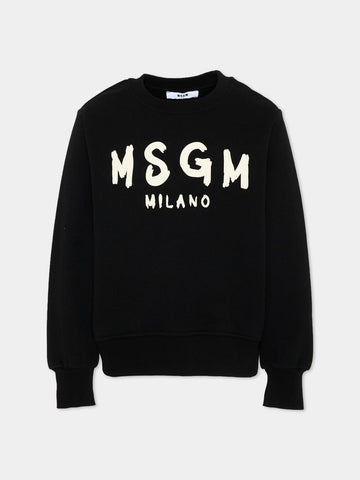 felpa con maxi logo grafico F6MSJUSW009 110 NERO MSGM KIDS 