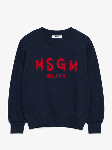 felpa con maxi logo grafico F6MSJUSW009 MS032 BLUE BLACK MSGM KIDS 