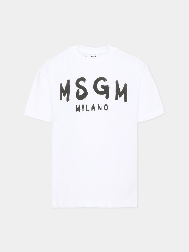t-shirt con logo grafico F6MSJUTH010 001 BIANCO MSGM KIDS 