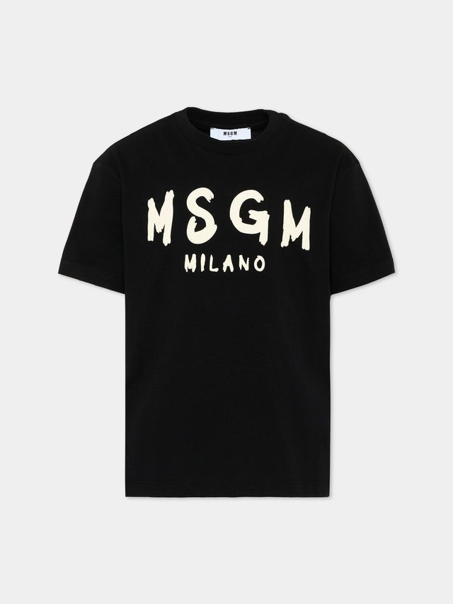 t-shirt con logo grafico F6MSJUTH010 110 NERO MSGM KIDS 