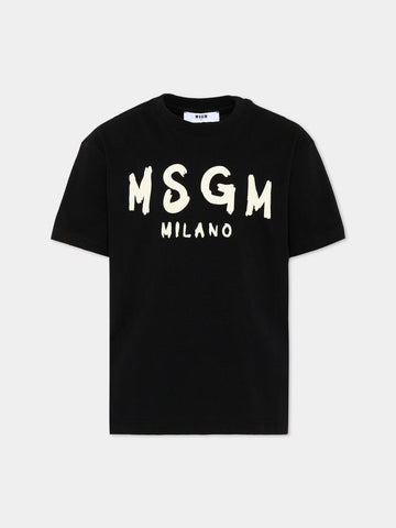 t-shirt con logo grafico F6MSJUTH010 110 NERO MSGM KIDS 