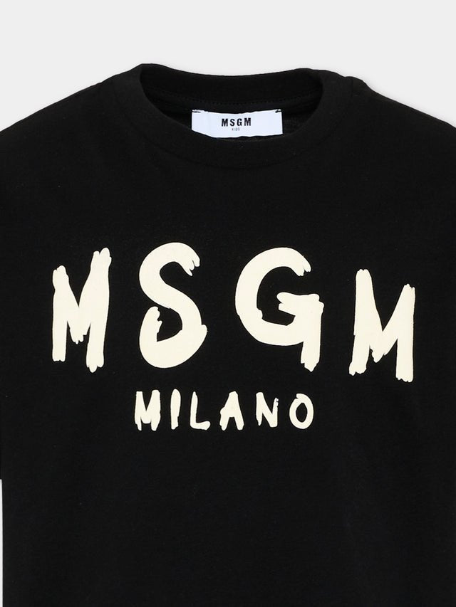 t-shirt con logo grafico F6MSJUTH010 110 NERO MSGM KIDS 